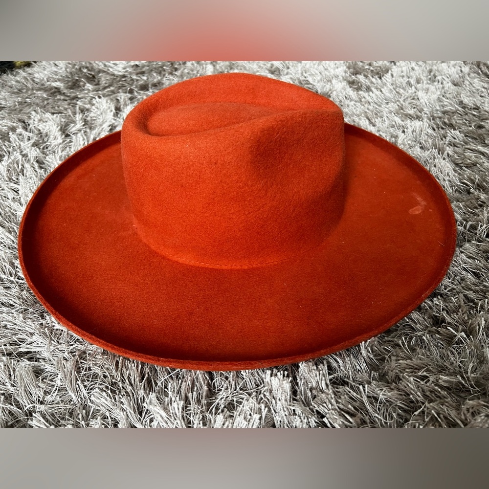 Burnt Orange Wide Brim Hat